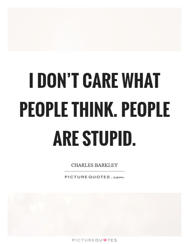 I don't care what people think. people are stupid. Picture Quote #1