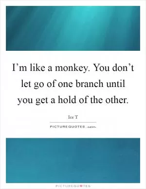 I’m like a monkey. You don’t let go of one branch until you get a hold of the other Picture Quote #1