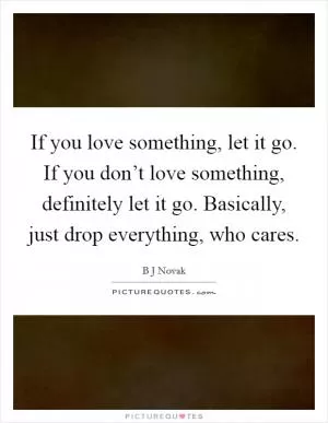 If you love something, let it go. If you don’t love something, definitely let it go. Basically, just drop everything, who cares Picture Quote #1