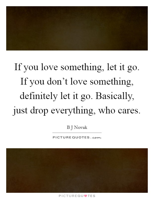If you love something, let it go. If you don't love something, definitely let it go. Basically, just drop everything, who cares. Picture Quote #1