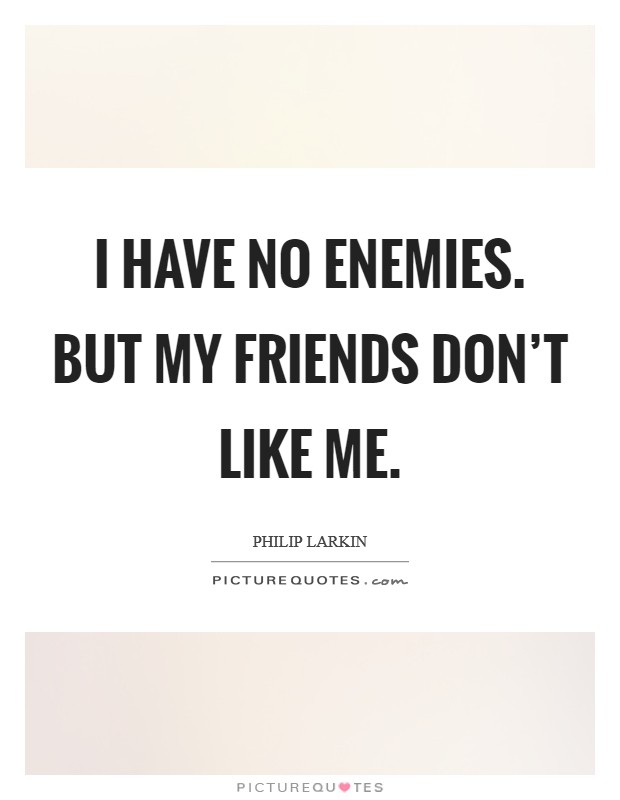 I have no enemies. But my friends don't like me. Picture Quote #1