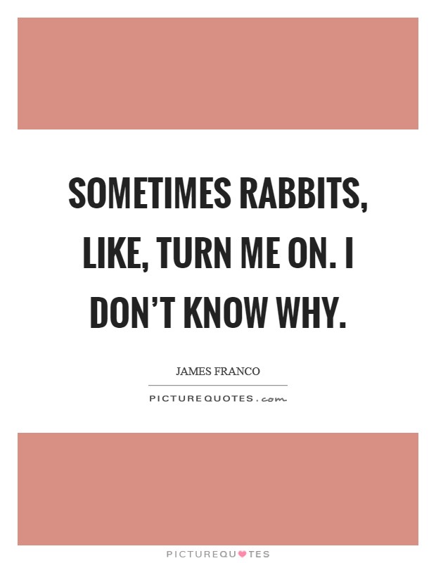Sometimes rabbits, like, turn me on. I don’t know why Picture Quote #1
