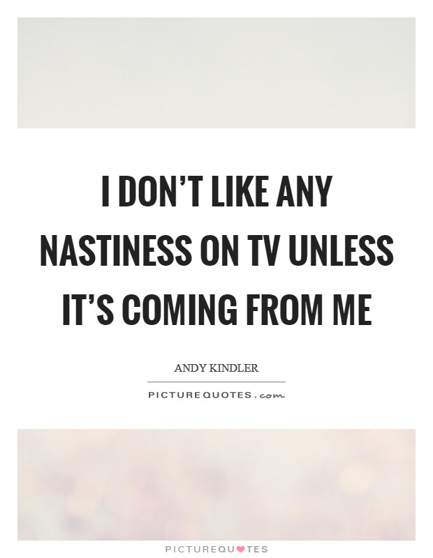 I don't like any nastiness on tv unless it's coming from me Picture Quote #1