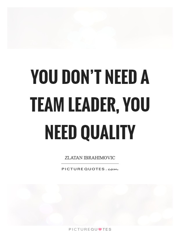 You don't need a team leader, you need quality Picture Quote #1