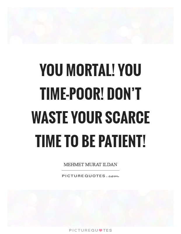You mortal! You time-poor! Don't waste your scarce time to be patient! Picture Quote #1
