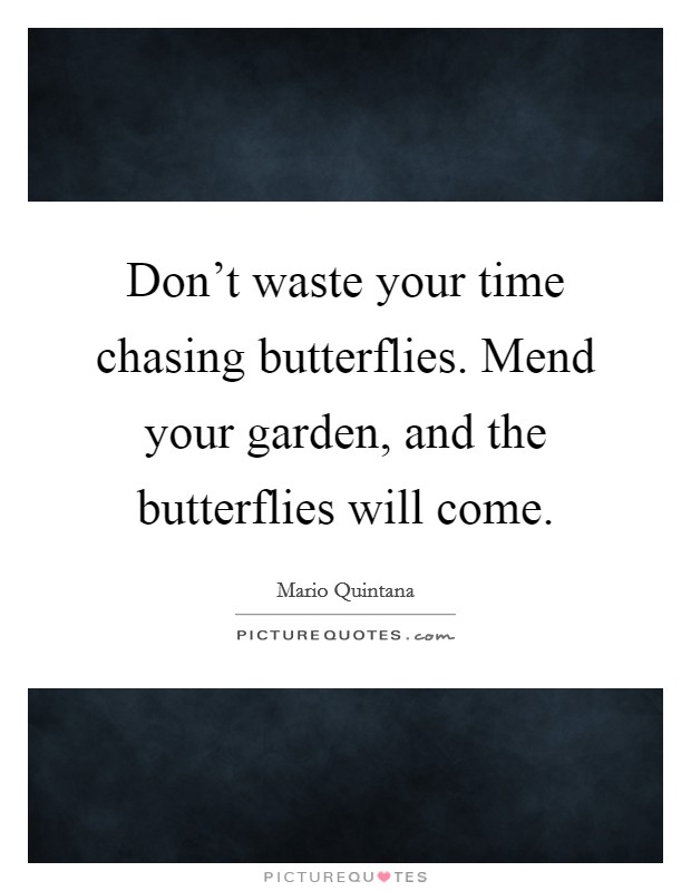 Don't waste your time chasing butterflies. Mend your garden, and the butterflies will come. Picture Quote #1