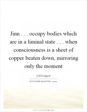 Jinn . . . occupy bodies which are in a liminal state . . . when consciousness is a sheet of copper beaten down, mirroring only the moment Picture Quote #1