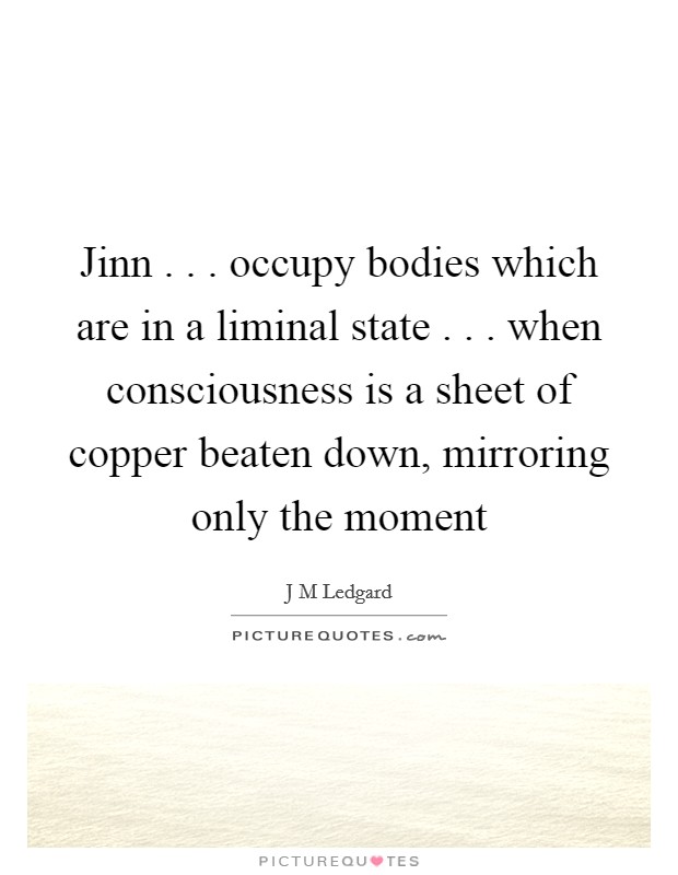 Jinn . . . occupy bodies which are in a liminal state . . . when consciousness is a sheet of copper beaten down, mirroring only the moment Picture Quote #1