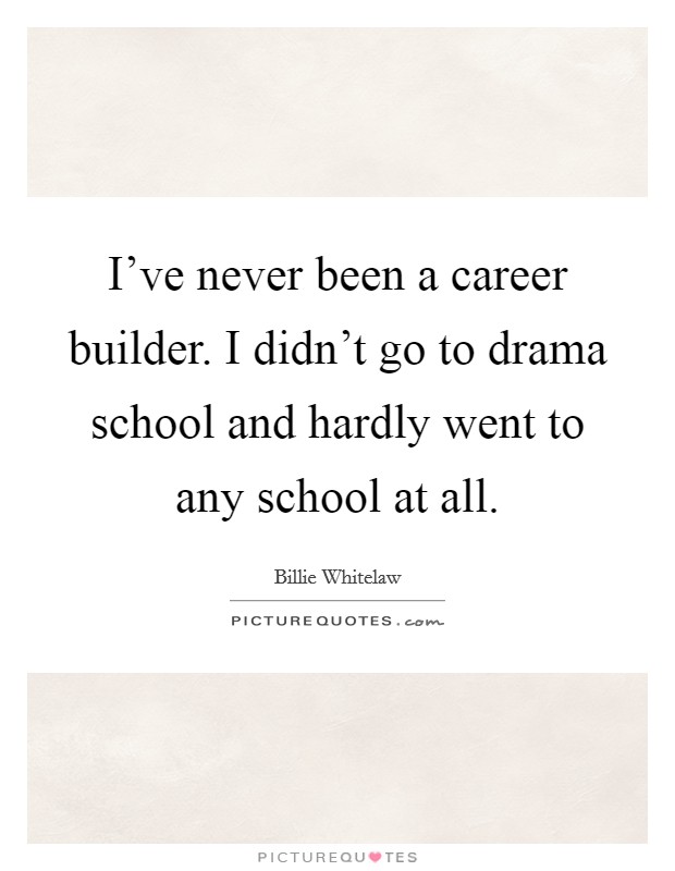 I've never been a career builder. I didn't go to drama school and hardly went to any school at all. Picture Quote #1