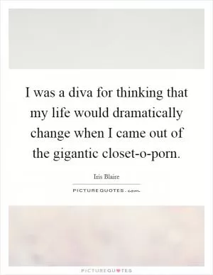 I was a diva for thinking that my life would dramatically change when I came out of the gigantic closet-o-porn Picture Quote #1
