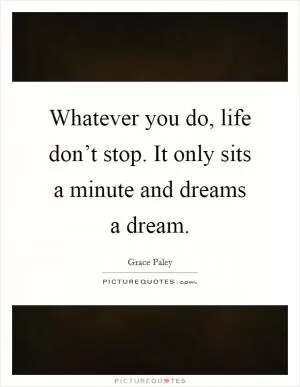 Whatever you do, life don’t stop. It only sits a minute and dreams a dream Picture Quote #1