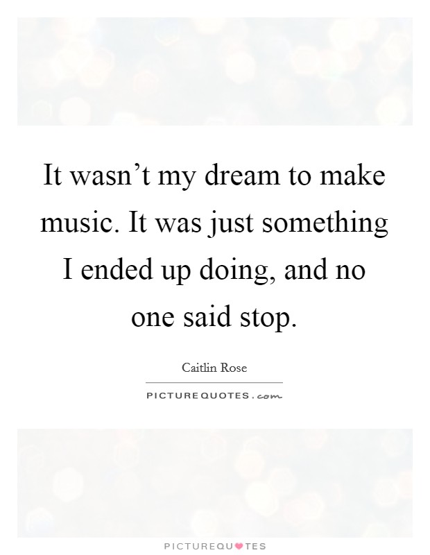 It wasn't my dream to make music. It was just something I ended up doing, and no one said stop. Picture Quote #1