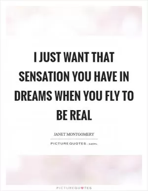 I just want that sensation you have in dreams when you fly to be real Picture Quote #1