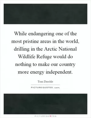 While endangering one of the most pristine areas in the world, drilling in the Arctic National Wildlife Refuge would do nothing to make our country more energy independent Picture Quote #1