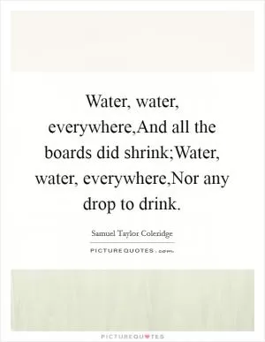 Water, water, everywhere,And all the boards did shrink;Water, water, everywhere,Nor any drop to drink Picture Quote #1