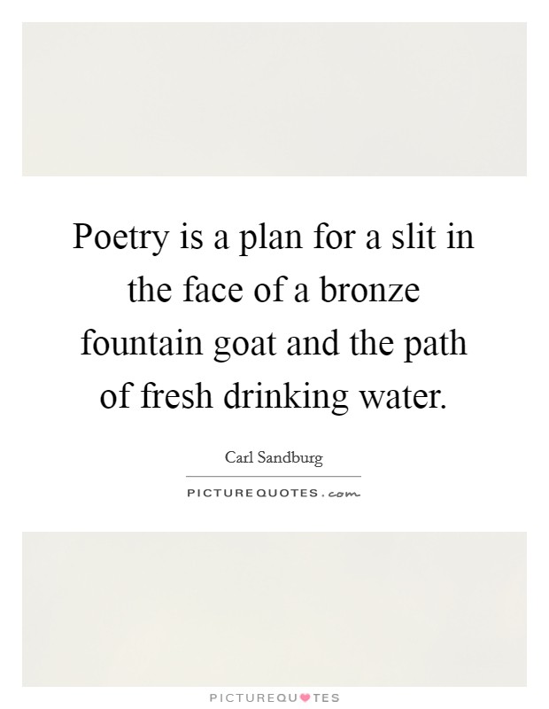 Poetry is a plan for a slit in the face of a bronze fountain goat and the path of fresh drinking water. Picture Quote #1