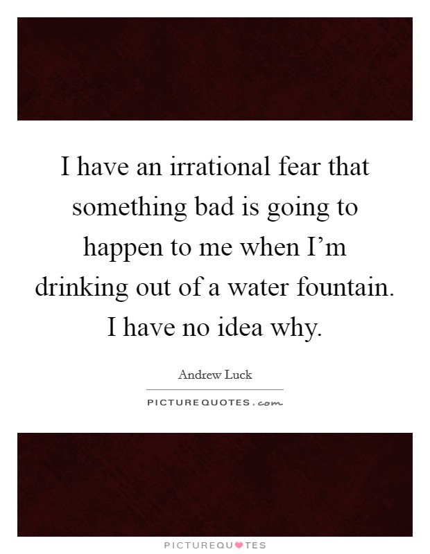 I have an irrational fear that something bad is going to happen to me when I'm drinking out of a water fountain. I have no idea why. Picture Quote #1