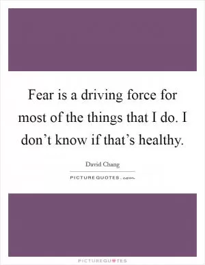 Fear is a driving force for most of the things that I do. I don’t know if that’s healthy Picture Quote #1