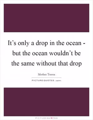 It’s only a drop in the ocean - but the ocean wouldn’t be the same without that drop Picture Quote #1