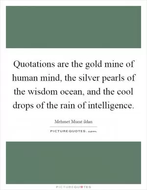 Quotations are the gold mine of human mind, the silver pearls of the wisdom ocean, and the cool drops of the rain of intelligence Picture Quote #1
