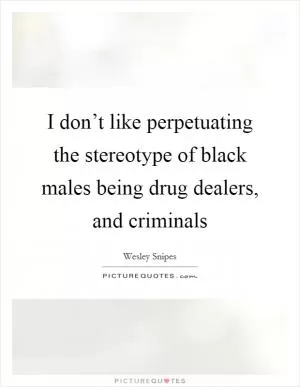 I don’t like perpetuating the stereotype of black males being drug dealers, and criminals Picture Quote #1