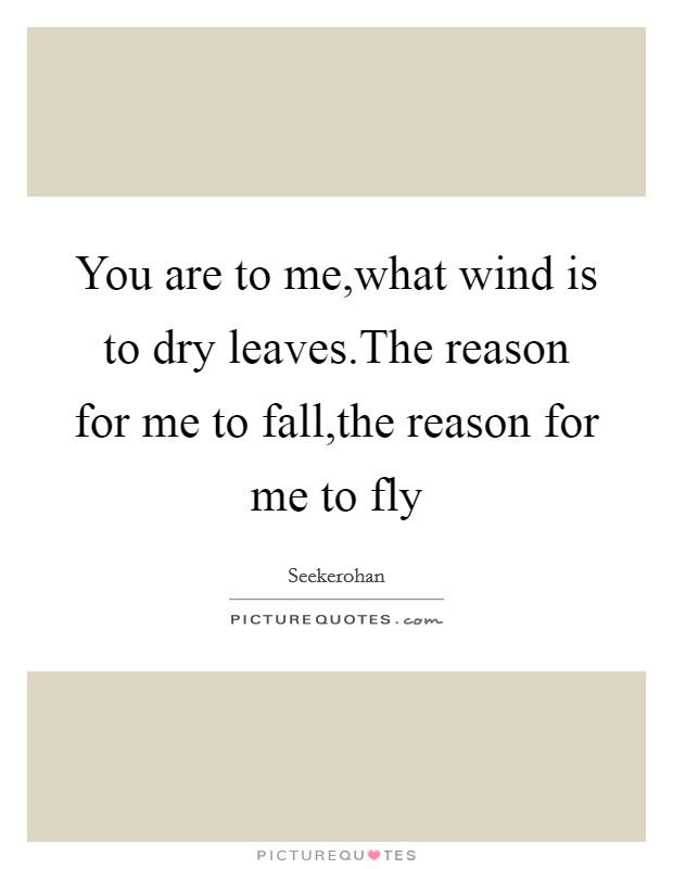 You are to me,what wind is to dry leaves.The reason for me to fall,the reason for me to fly Picture Quote #1
