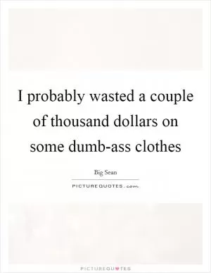I probably wasted a couple of thousand dollars on some dumb-ass clothes Picture Quote #1