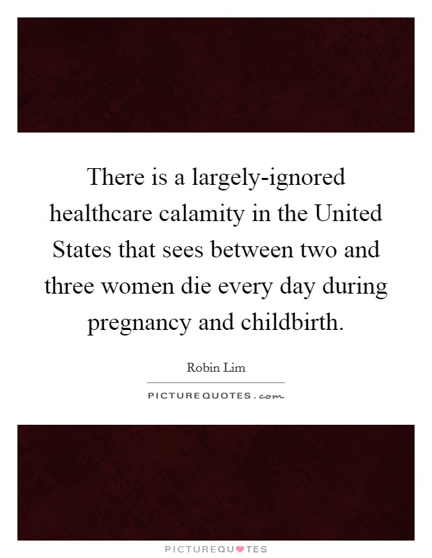 There is a largely-ignored healthcare calamity in the United States that sees between two and three women die every day during pregnancy and childbirth. Picture Quote #1