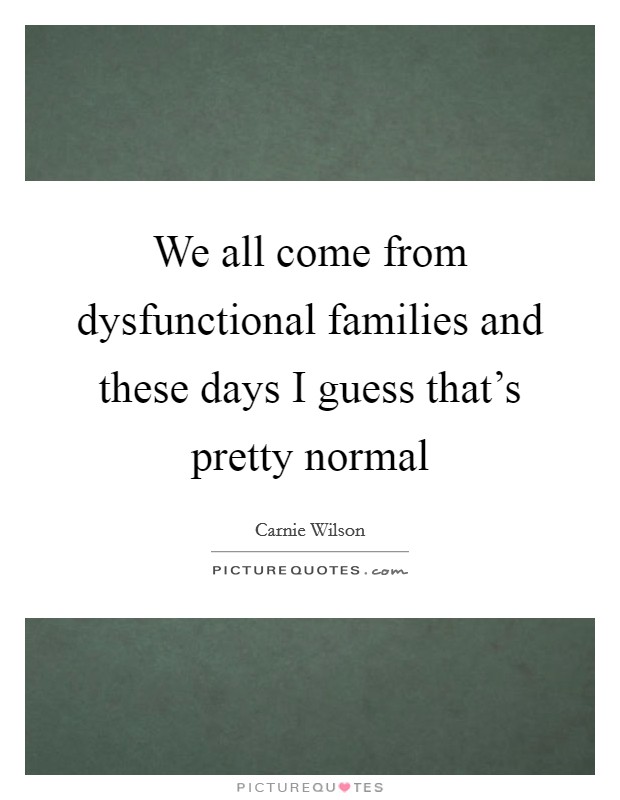 We all come from dysfunctional families and these days I guess that's pretty normal Picture Quote #1