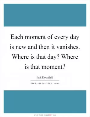 Each moment of every day is new and then it vanishes. Where is that day? Where is that moment? Picture Quote #1