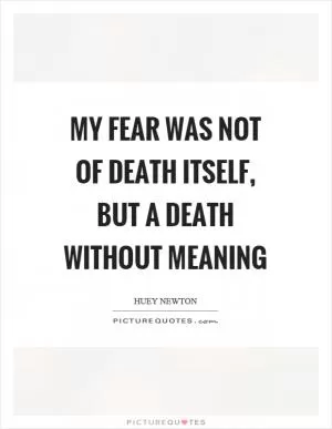 My fear was not of death itself, but a death without meaning Picture Quote #1