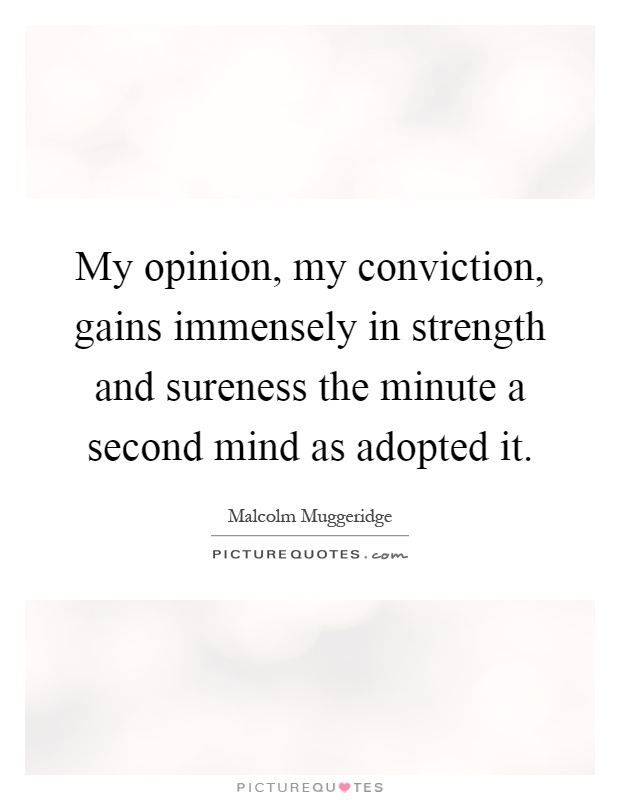 My opinion, my conviction, gains immensely in strength and sureness the minute a second mind as adopted it Picture Quote #1