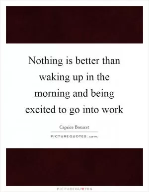 Nothing is better than waking up in the morning and being excited to go into work Picture Quote #1