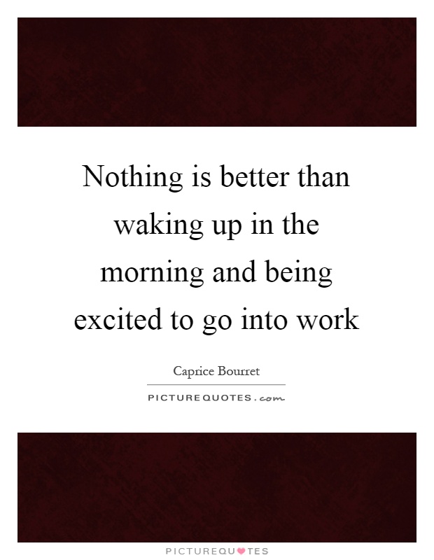 Nothing is better than waking up in the morning and being excited to go into work Picture Quote #1