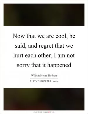 Now that we are cool, he said, and regret that we hurt each other, I am not sorry that it happened Picture Quote #1