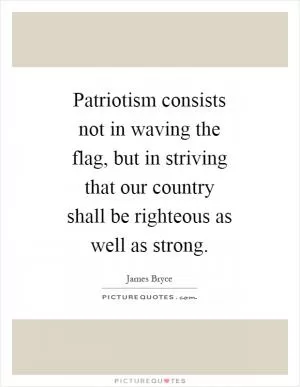 Patriotism consists not in waving the flag, but in striving that our country shall be righteous as well as strong Picture Quote #1
