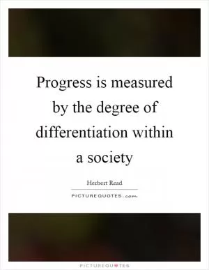 Progress is measured by the degree of differentiation within a society Picture Quote #1