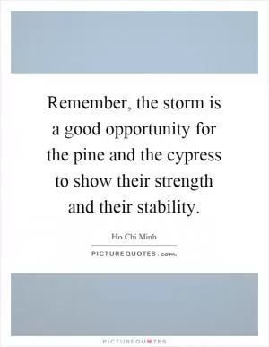 Remember, the storm is a good opportunity for the pine and the cypress to show their strength and their stability Picture Quote #1