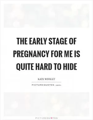 The early stage of pregnancy for me is quite hard to hide Picture Quote #1