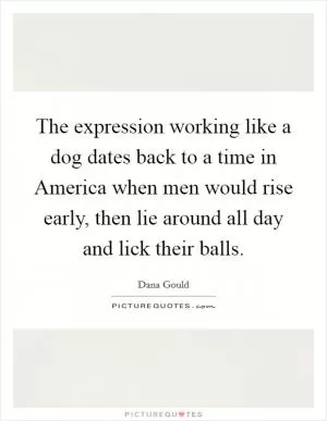 The expression working like a dog dates back to a time in America when men would rise early, then lie around all day and lick their balls Picture Quote #1