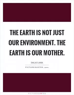 The earth is not just our environment. The earth is our mother Picture Quote #1