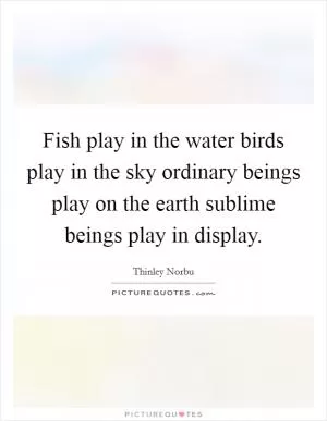 Fish play in the water birds play in the sky ordinary beings play on the earth sublime beings play in display Picture Quote #1