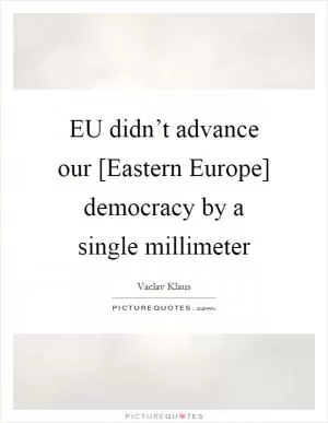 EU didn’t advance our [Eastern Europe] democracy by a single millimeter Picture Quote #1