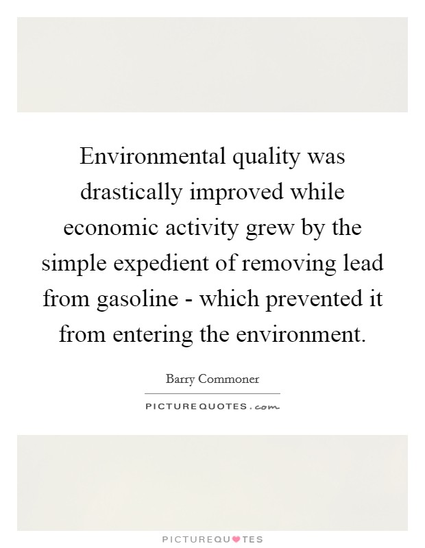 Environmental quality was drastically improved while economic activity grew by the simple expedient of removing lead from gasoline - which prevented it from entering the environment. Picture Quote #1