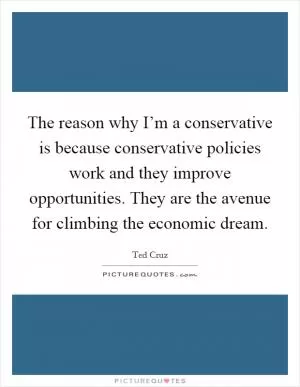 The reason why I’m a conservative is because conservative policies work and they improve opportunities. They are the avenue for climbing the economic dream Picture Quote #1