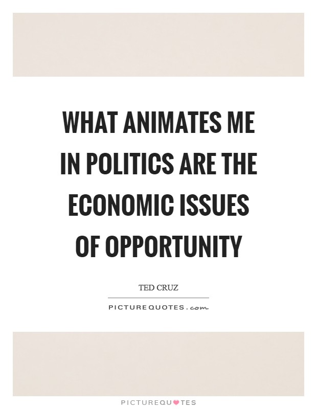 What animates me in politics are the economic issues of opportunity Picture Quote #1