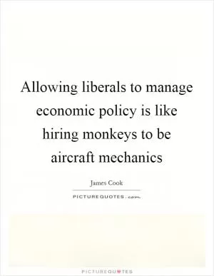 Allowing liberals to manage economic policy is like hiring monkeys to be aircraft mechanics Picture Quote #1
