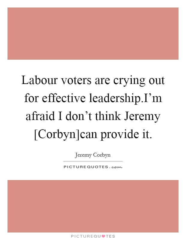 Labour voters are crying out for effective leadership.I'm afraid I don't think Jeremy [Corbyn]can provide it. Picture Quote #1