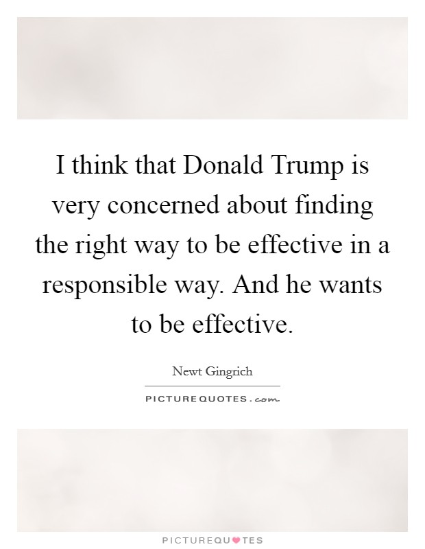 I think that Donald Trump is very concerned about finding the right way to be effective in a responsible way. And he wants to be effective. Picture Quote #1