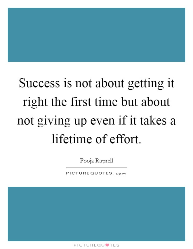 Success is not about getting it right the first time but about not giving up even if it takes a lifetime of effort. Picture Quote #1